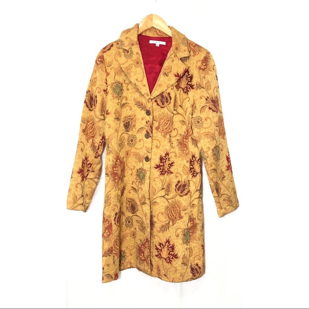 CAbi Gold Brocade Tapestry Guinevere Jacket Coat